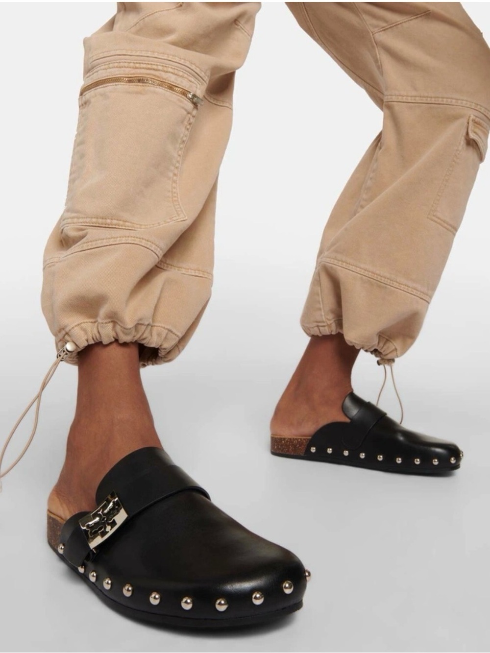 Bibi Lou Buckle Clogs In Black Featuring a Distinctive Silver-Tone Metal Buckle